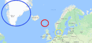 フェロー諸島とグリーンランドの位置